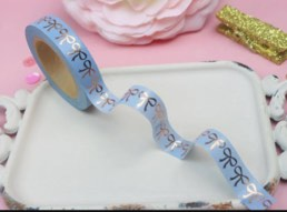 Bow Washi Blue w/ Rose Gold (Slim Width)-The Sassy Club-cheap washi tape,Planner Accessories,Planner Community,Planner Supplies,rose gold washi,rose gold washi tape,slim washi,slim washi tape,spo-disabled,washi tape planner